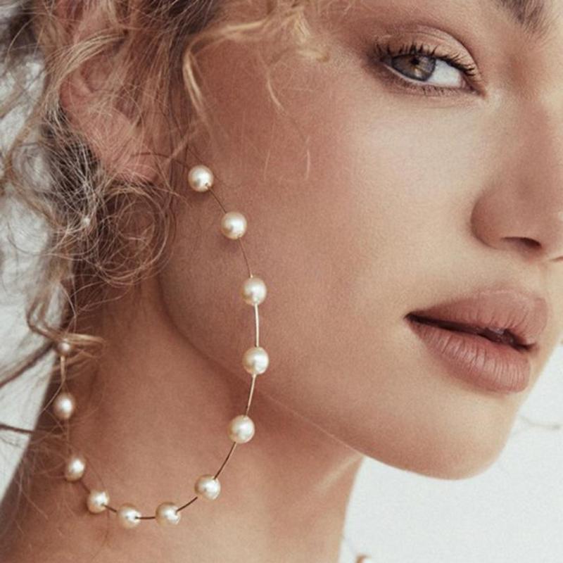 Fashion Women Faux Pearl Beaded Charm Big Hoop Earrings Statement Jewelry Gift, Golden;silver
Fashion Women Faux Pearl Beaded Charm Big Hoop Earrings Statement Jewelry Gift, Golden;silver