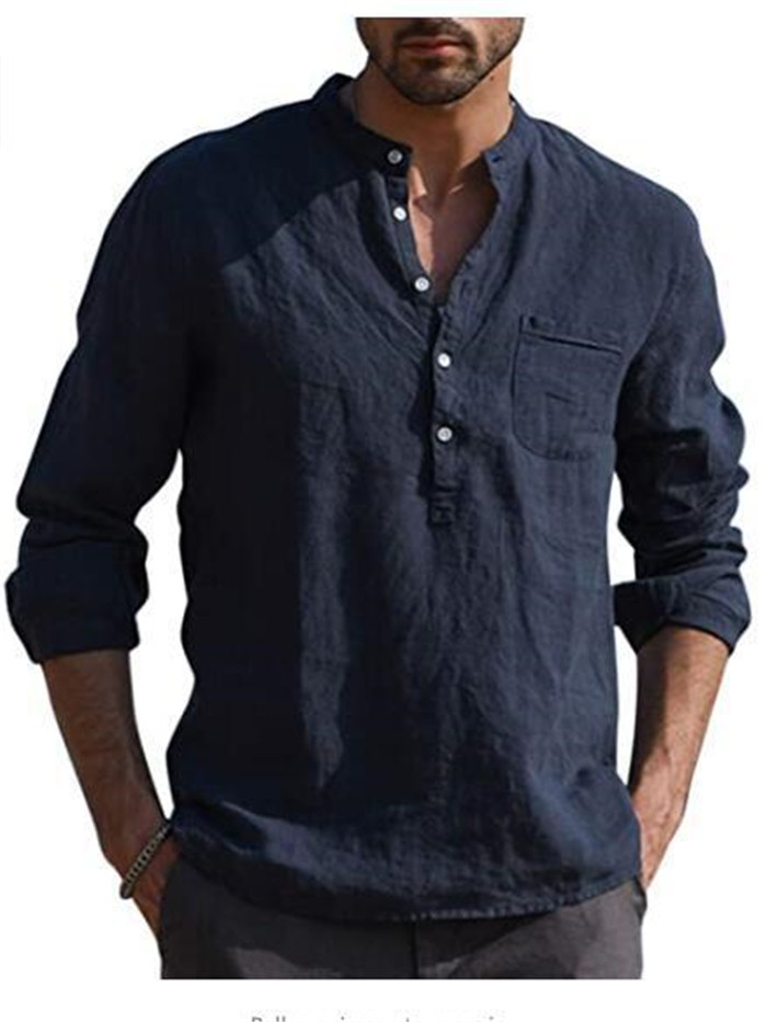 Mens Linen Retro Shirt Long Sleeve Crew Neck Button Pullover Shirt Male Loose Solid Top
Mens Linen Retro Shirt Long Sleeve Crew Neck Button Pullover Shirt Male Loose Solid Top
