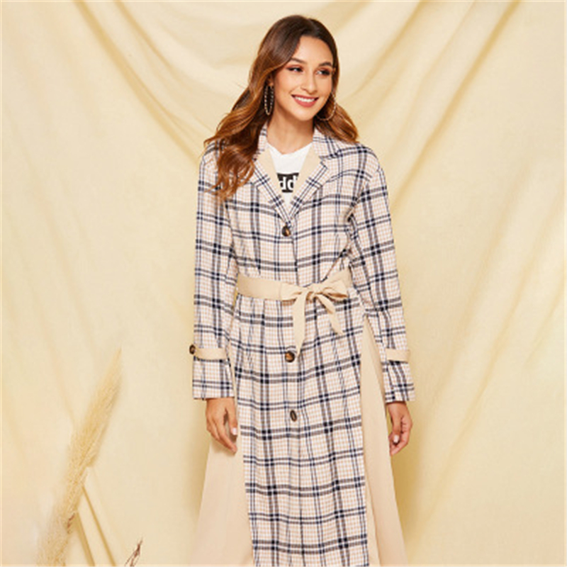 2020 New Autumn Women' clothing Long Trench coats Grid pattern Waistband Slim Leisure Stitching colors Exquisite, Apricot
2020 New Autumn Women' clothing Long Trench coats Grid pattern Waistband Slim Leisure Stitching colors Exquisite, Apricot