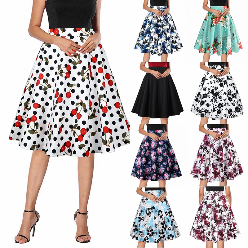 Retro Skirt Women'S High Waist Skirt, Pink