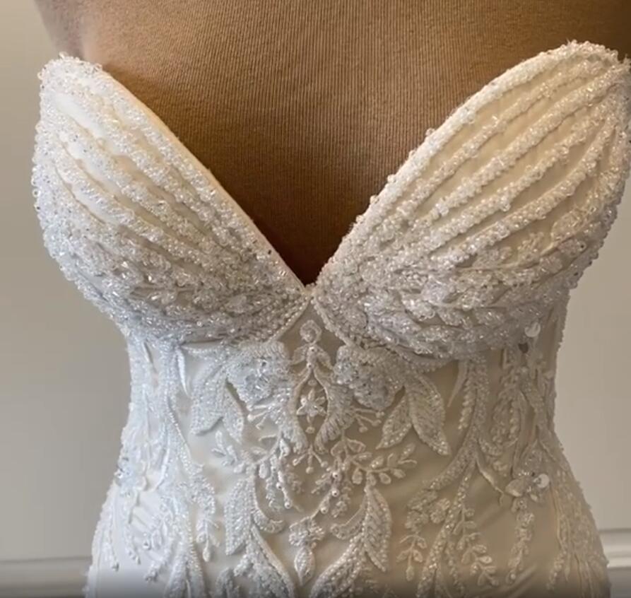 plus size arabic aso ebi luxurious lace beaded wedding dresses sweetheart mermaid bridal dresses vintage tulle wedding gowns zj404