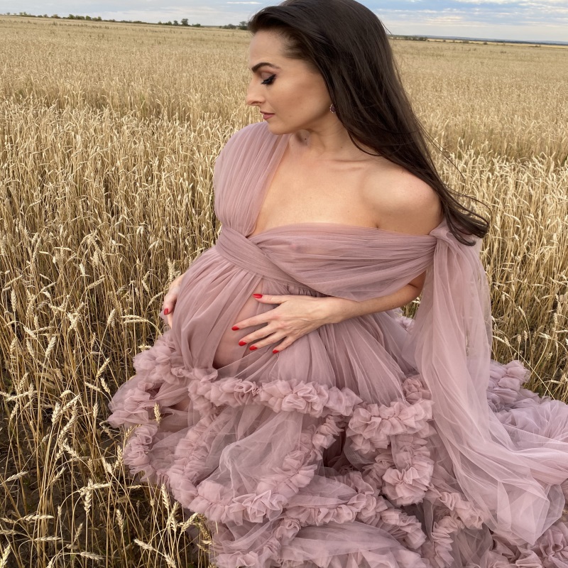 pregnant wedding robes long sleeves ruched tulle newest night gown for women ribbon sweep train sexy vneck sleepwear