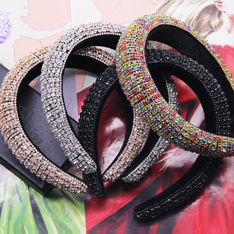 Wholesale Rhinestones Padded Hair Accessories Headbands for Women Crystal Hairbands Hair Hoop Baroque Headband 12 pcs/lot LJ200921