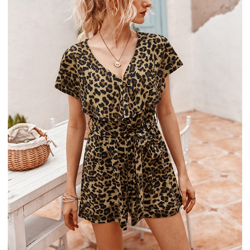 Leopard Print Jumpsuit Women Rompers Summer Ruffle Short Jumpsuit Elegant V Neck Casual Sexy Size Khaki
Leopard Print Jumpsuit Women Rompers Summer Ruffle Short Jumpsuit Elegant V Neck Casual Sexy Size Khaki
