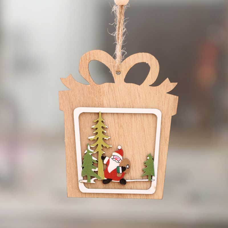 Wood Ornaments tree heart snowflake Jingle Bell Hangs Christmas Decorations Hotel Home decor