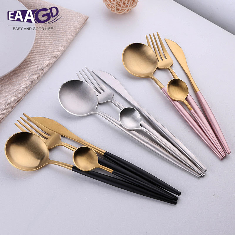 1Set Useful New Matte White/Black Gold Stainless Steel Cutlery Western Steak Knife Fork Dinner Utensils Kitchen Accessories
1Set Useful New Matte White/Black Gold Stainless Steel Cutlery Western Steak Knife Fork Dinner Utensils Kitchen Accessories