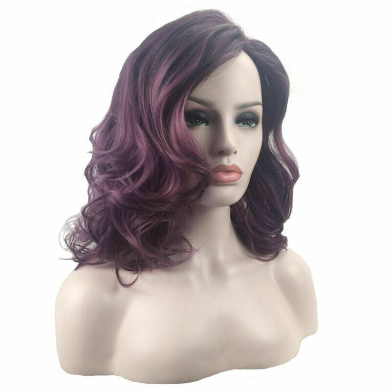 Ladies Curly Wavy Full Short Wigs Ombre Natural Synthetic Hair Party Costume