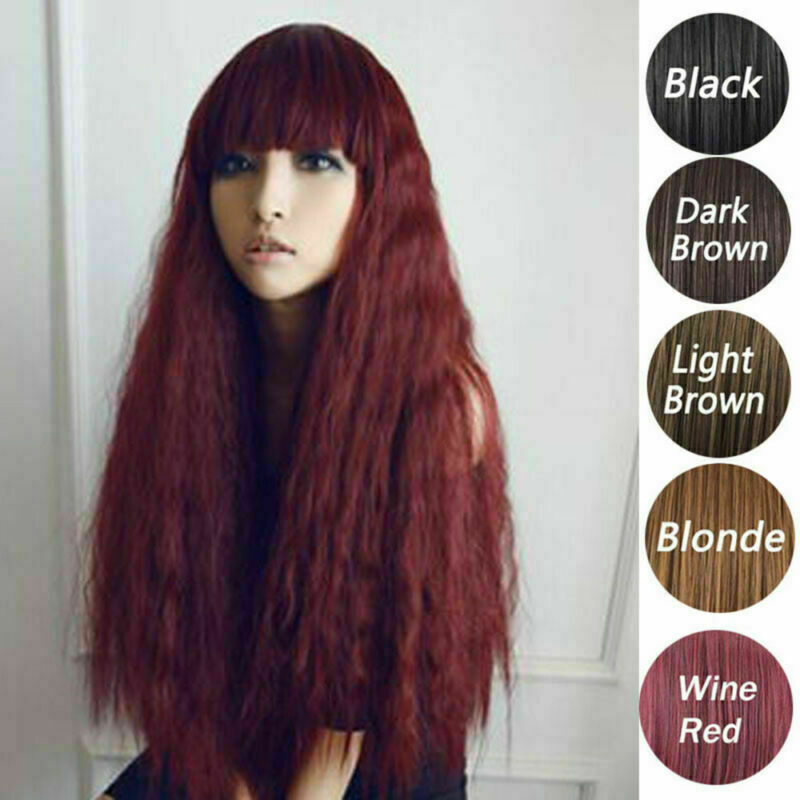 Women Long Wavy Curly Wig Black Brown Fashion Synthetic Hair Wigs Cosplay Party