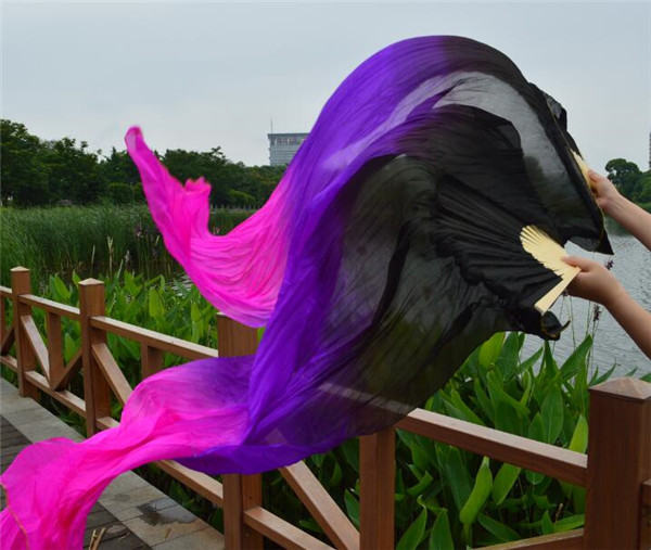 Free Shipping 100% Real Silk Belly Dance Fan Veil Pairs China Bamboo Folding Fan 180cm Gradient Color Bellydancer Black Purple
Free Shipping 100% Real Silk Belly Dance Fan Veil Pairs China Bamboo Folding Fan 180cm Gradient Color Bellydancer Black Purple