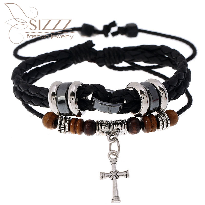 SIZZZ 2020 Beaded cross leather hipster couple leather rope weaving bracelet&bangles for women/men
SIZZZ 2020 Beaded cross leather hipster couple leather rope weaving bracelet&bangles for women/men