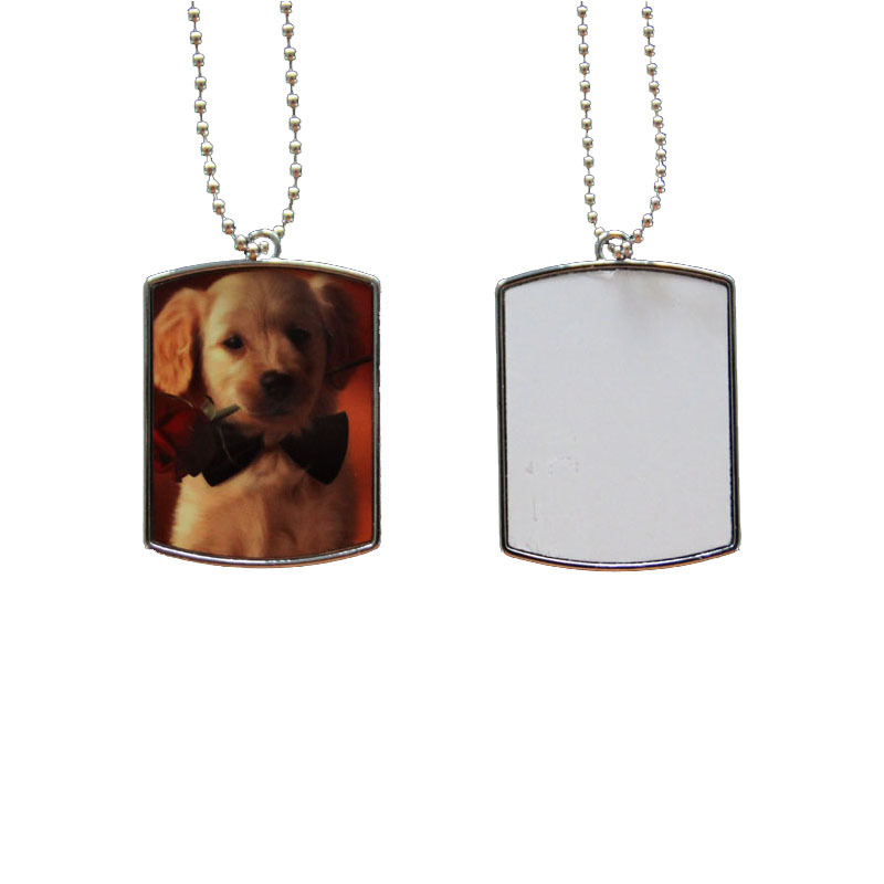 Blank white sublimation dog Stainless steel ID card Puppy Cat identification tag metal pet pendant with chain
