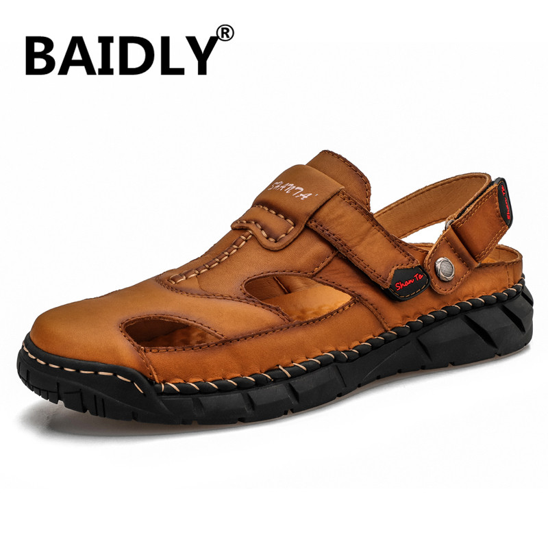 Summer Men Sandals Hollow Out Antiskid Beach Sandals Breathable Genuine Leather Mens Casual Shoes Big Size 48, Black
Summer Men Sandals Hollow Out Antiskid Beach Sandals Breathable Genuine Leather Mens Casual Shoes Big Size 48, Black