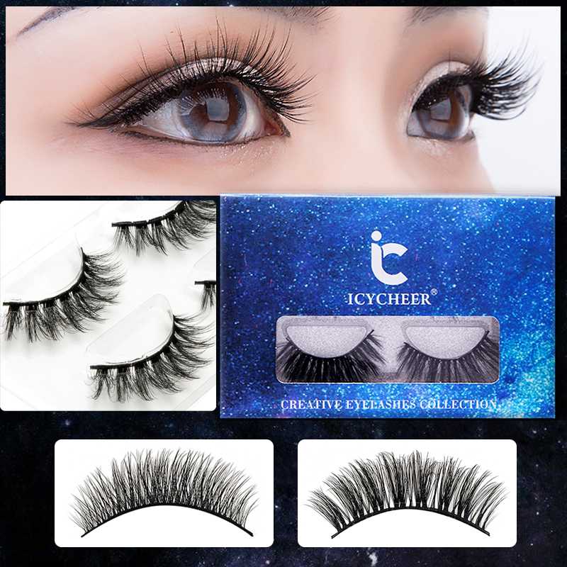 New 2 Pairs Natural False Eyelashes Fake Lashes Long Makeup 6D Mink Lashes Extension Eyelash Mink Eyelashes For Beauty