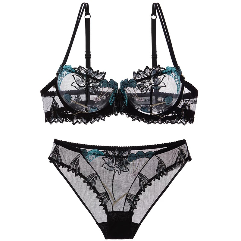 Womens Big Size Transparent Floral Embroidered Underwire Bra & Panty Lingerie Ultra-thin Bra Set 32 34 36 38 B C D, Black
Womens Big Size Transparent Floral Embroidered Underwire Bra & Panty Lingerie Ultra-thin Bra Set 32 34 36 38 B C D, Black