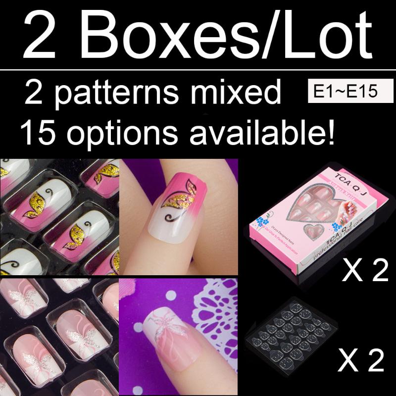 2 Patterns Mixed 2 Box/lot False Nail Art Tips 24 Pieces Per Box With Nail Adhesives Full Cover 10 Sizes Press On Fake Nails, E60 combo
2 Patterns Mixed 2 Box/lot False Nail Art Tips 24 Pieces Per Box With Nail Adhesives Full Cover 10 Sizes Press On Fake Nails, E60 combo