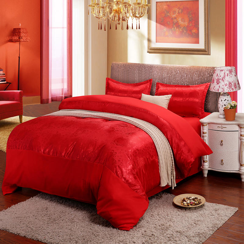 Pure satin silk bed setting four-piece set red and pink rose love wedding decoration cotton bed sheets free shipping, Color1
Pure satin silk bed setting four-piece set red and pink rose love wedding decoration cotton bed sheets free shipping, Color1