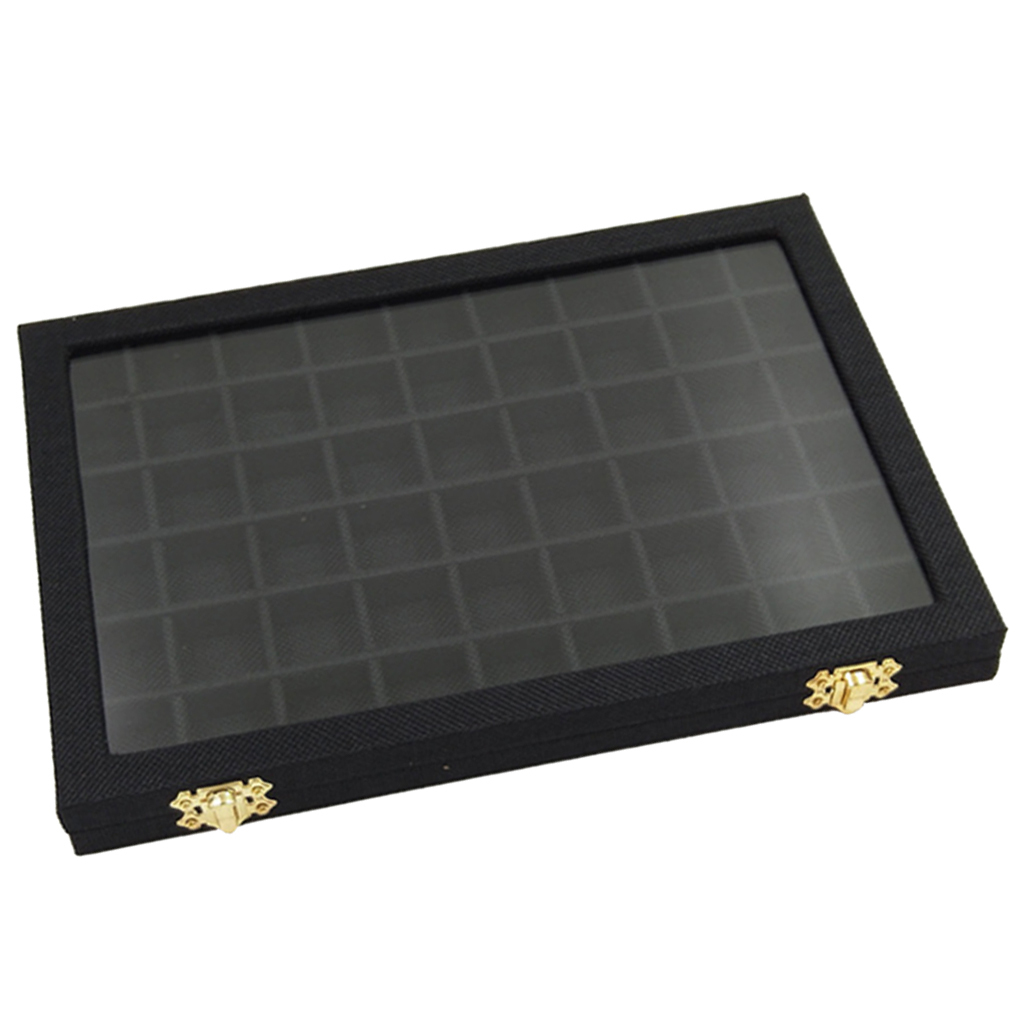 54 Mini Grids Clear Glass Lid Jewelry Tray Box Showcase Display Storage for Home Shop Counter Organizer Ring display box glasses MX200810