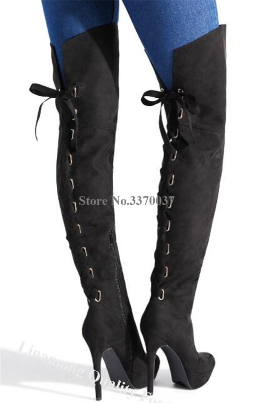 Linamong Fashion Round Toe High Platform Stiletto Heel Over Knee Boots Back Lace-up Long High Heel Boots Sexy Dress Shoes, Customize colors
Linamong Fashion Round Toe High Platform Stiletto Heel Over Knee Boots Back Lace-up Long High Heel Boots Sexy Dress Shoes, Customize colors