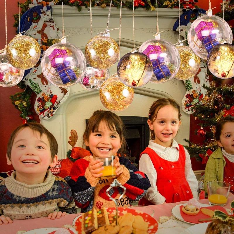 70-140mm 10Pairs Big Christmas Tress Decorations Ball Transparent Open Plastic Clear Bauble Ornament Gift Present Box Decoration
