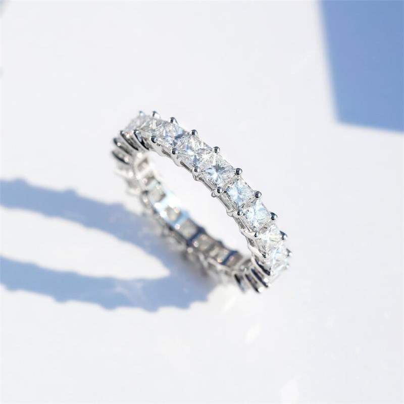 Sterg Sier Couple Rings with White Topaz CZ & Eiffel Tower Design - Bohemian Wedding Band Set