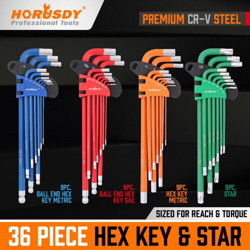 36pc Hex Key Allen Wrench Set Ball End SAE Metric Star Long Arm Industrial Grade 
36pc Hex Key Allen Wrench Set Ball End SAE Metric Star Long Arm Industrial Grade