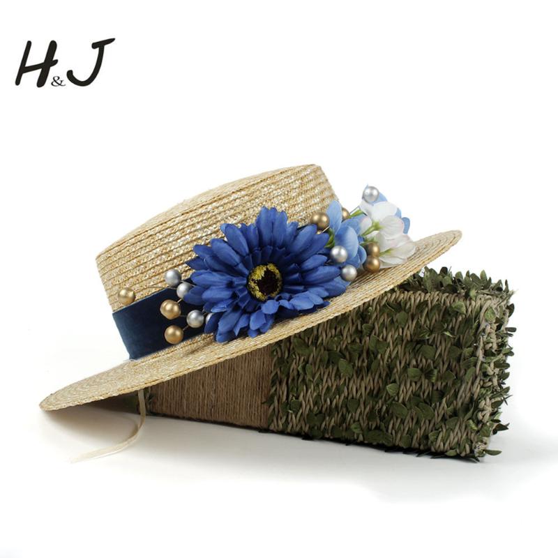 Boater Hat Summer Beach Sun Hat for Women 2020 Ladies Wheat Straw With Handmad Flower, Blue flower
Boater Hat Summer Beach Sun Hat for Women 2020 Ladies Wheat Straw With Handmad Flower, Blue flower