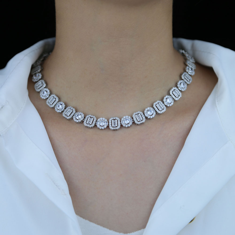 41cm Goth Chains Tennis Necklace Zirconia Stones Chain Necklaces For Women Engagement Wedding Party Choker Jewelry Accessory Halloween gifts