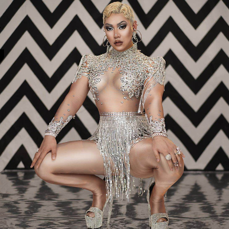 Silver Sequins Fringes Elastic Skinny Bodysuit Women Birthday Party Tassel Jumpsuit Singer Dancer Performance Nightclub Costume, As pic
Silver Sequins Fringes Elastic Skinny Bodysuit Women Birthday Party Tassel Jumpsuit Singer Dancer Performance Nightclub Costume, As pic