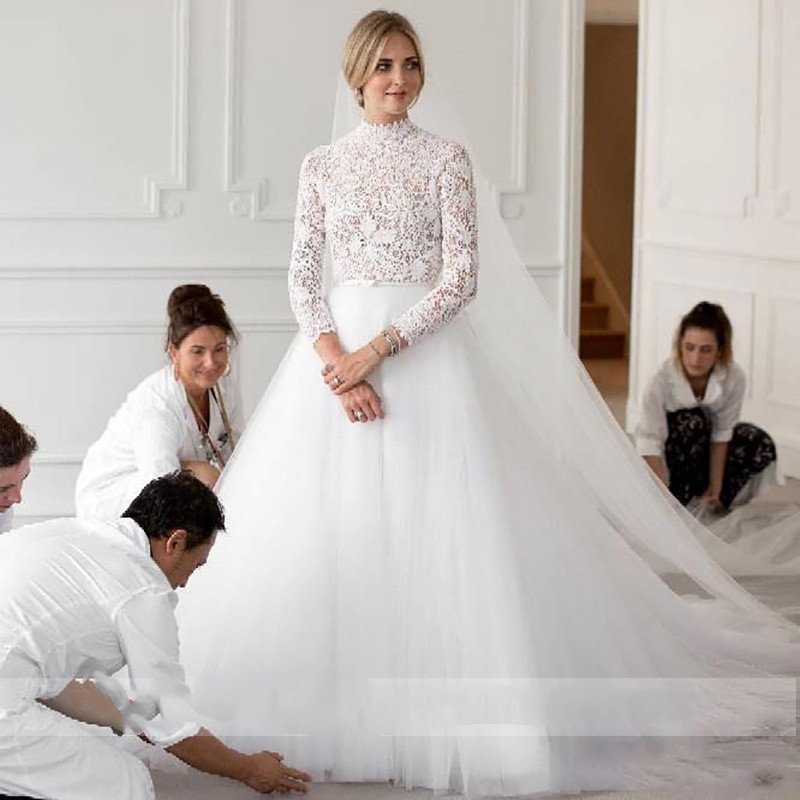 2021 Sexy Side Split Boho Wedding Dresses A Line Illusion Long Sleeves See Through Lace Tulle Bridal Gowns Bride Country Beach Wedding Dress