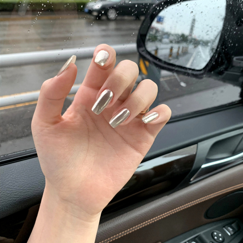 24PCS/Box Silver Mid-length Cool Women Wearable Full Cover Finger Fake Nails with glue Square Head Show Hand White Finished Nail, As
24PCS/Box Silver Mid-length Cool Women Wearable Full Cover Finger Fake Nails with glue Square Head Show Hand White Finished Nail, As