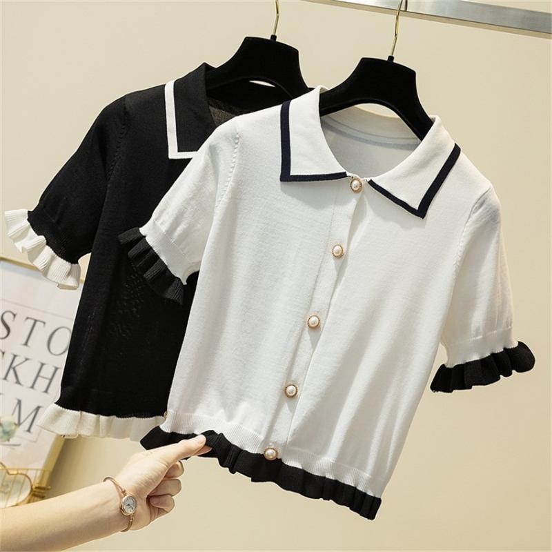 Summr Knitted Crop Top T Shirt Women Short Sleeve High Quality Button Elegant Knit Cardigan T-Shirt femme Dropshipping, Black
Summr Knitted Crop Top T Shirt Women Short Sleeve High Quality Button Elegant Knit Cardigan T-Shirt femme Dropshipping, Black
