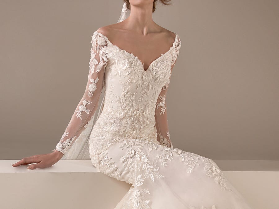 2020 Mermaid Wedding Dresses Lace Appliqued Bridal Dress Elegant Sweep Train Custom Made Vestidos De Novia