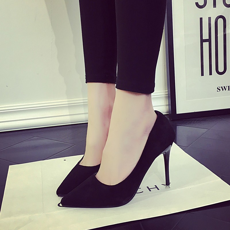 Spring 2020 new Korean version of wild women's shoes fine heels pointed high-heeled suede wedding shoes single women, Black
Spring 2020 new Korean version of wild women's shoes fine heels pointed high-heeled suede wedding shoes single women, Black