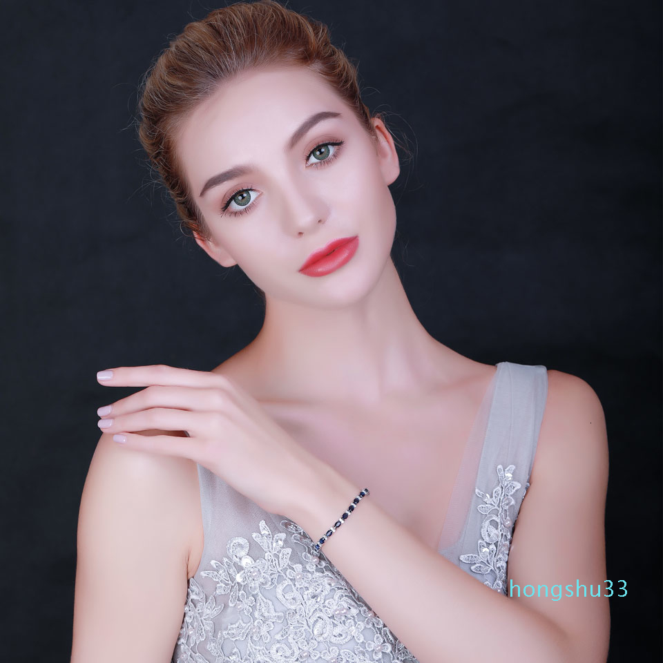 Hot Sale UMCHO Blue Spinel Bracelets for Women Friendship925 Sterling Silver Jewelry Romantic Birthstone Gemstone Tennis Bracelet Jewelry