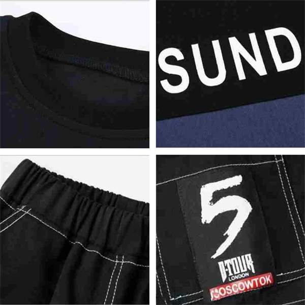 10 12 Years Children Clothing Summer Boys' Tracksuit Color Stitching T-Shirt Outfit Teenage Sport Suit For Boys Clothing Sets