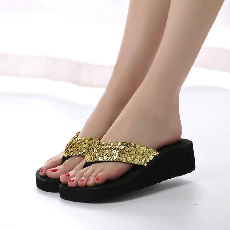 New Arrival Women's Summer Fashion Sequins Anti-Slip Sandals Slipper Indoor & Outdoor Flip-flops High quality material A50, Black
New Arrival Women's Summer Fashion Sequins Anti-Slip Sandals Slipper Indoor & Outdoor Flip-flops High quality material A50, Black
