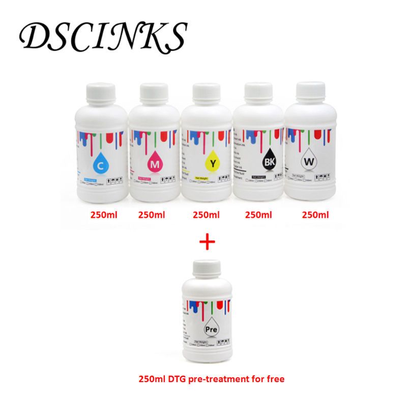 DTG Textile ink 250ml*5+Pretreatment 250ml*1 For DX5 DX6 For 7400 7450 9400 9450 7800 9800 Flatbed and Texitle printer
DTG Textile ink 250ml*5+Pretreatment 250ml*1 For DX5 DX6 For 7400 7450 9400 9450 7800 9800 Flatbed and Texitle printer