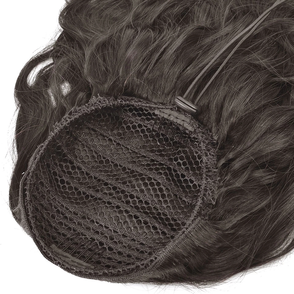 Pretty natural wavy ponytail malaysian remy hair soft and comfortable weave ponytail with braids drawstring ponytaiil natural black 1b 140g