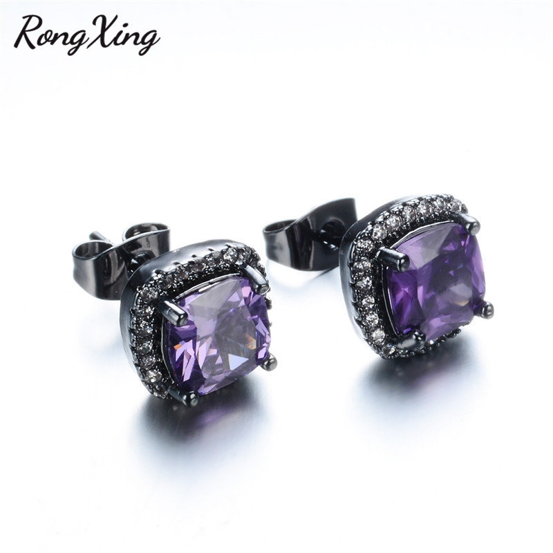 RongXing Women Fashion Purple/Green/Blue/Pink/White Zircon Stud Earring Vintage Black Gold Filled CZ Earrings Ear Studs Ear0706
RongXing Women Fashion Purple/Green/Blue/Pink/White Zircon Stud Earring Vintage Black Gold Filled CZ Earrings Ear Studs Ear0706