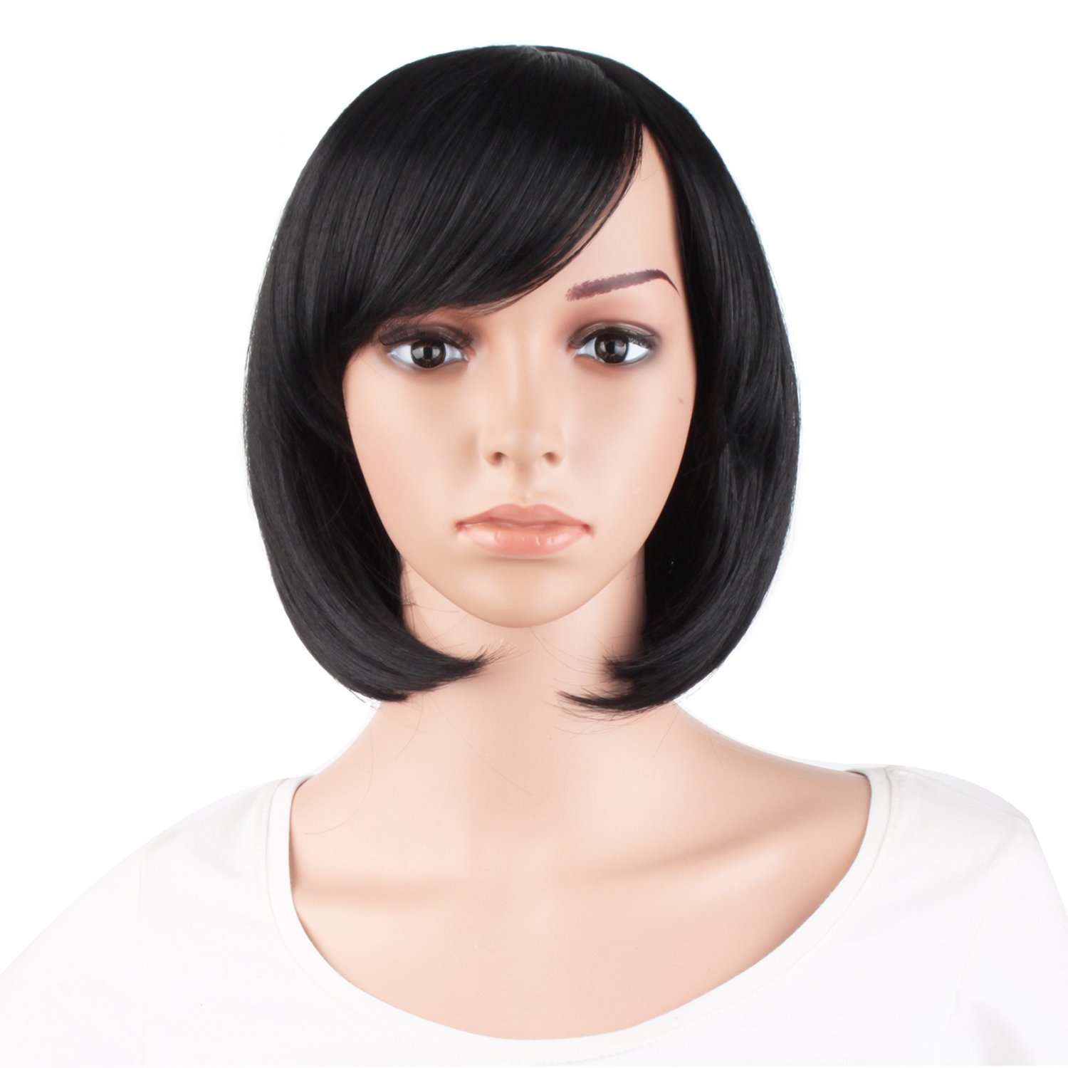 Fashion 30cm/12" Side Bangs Synthetic Synthetic Straight Short Wig (Black)
