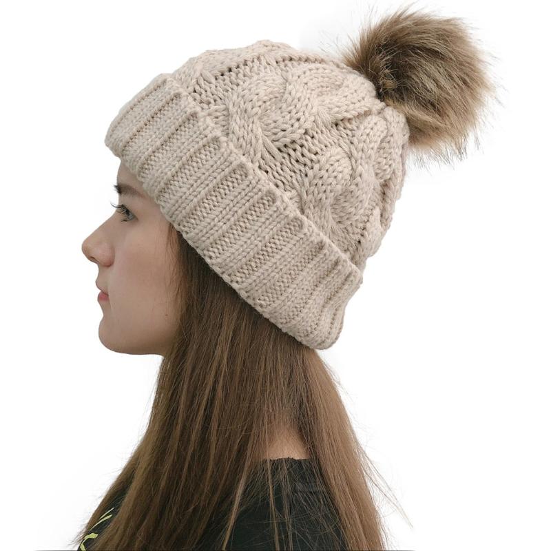 Winter Knitted Beanies Hats Women Thick Warm Beanie Skullies Hat Female Bonnet Beanie Caps Winter Fur Pom Poms Hat #T5P, White
Winter Knitted Beanies Hats Women Thick Warm Beanie Skullies Hat Female Bonnet Beanie Caps Winter Fur Pom Poms Hat #T5P, White