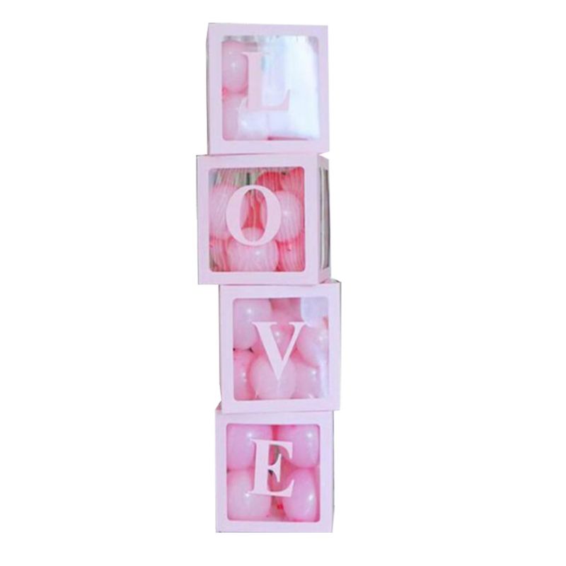 Gift Wrap DIY Transparent Box Latex Balloon BABY LOVE Block For Shower Wedding Decor 667B