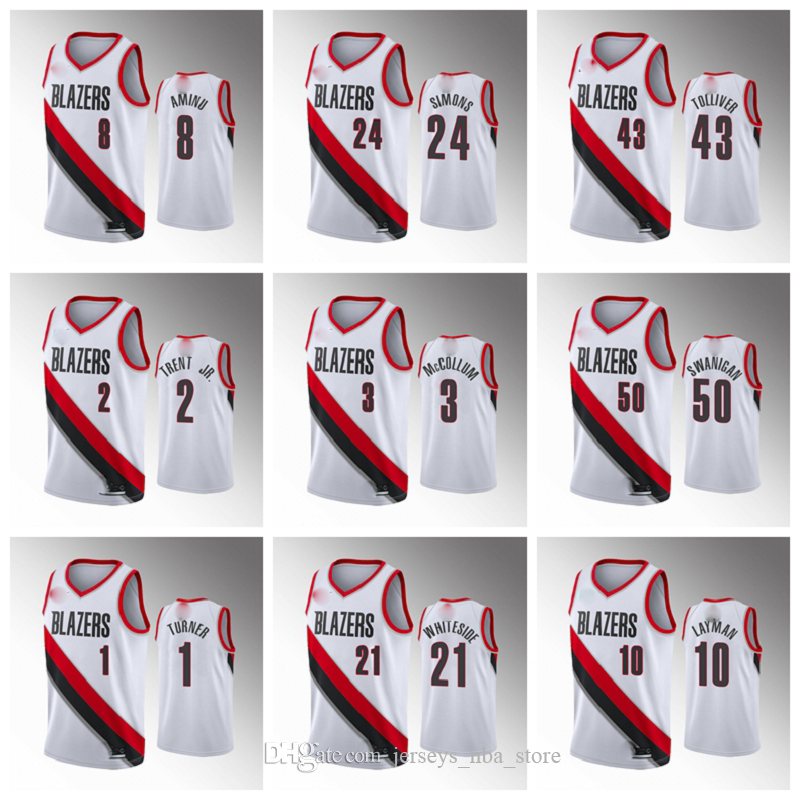 PortlandTrailBlazersMen Damian Lillard White Basketball Jersey C.J. McCollum Rodney Hood Hassan Whiteside Collins Nurkic