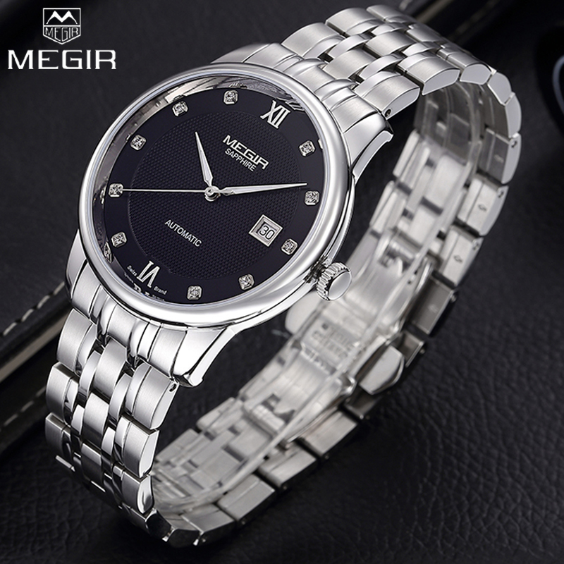 MEGIR Brand Men's Mechanical Automatic Watch with Japan Movement Luxury Stainless Steel Black Business Wrist Watches Man Clock, Sliver white
MEGIR Brand Men's Mechanical Automatic Watch with Japan Movement Luxury Stainless Steel Black Business Wrist Watches Man Clock, Sliver white
