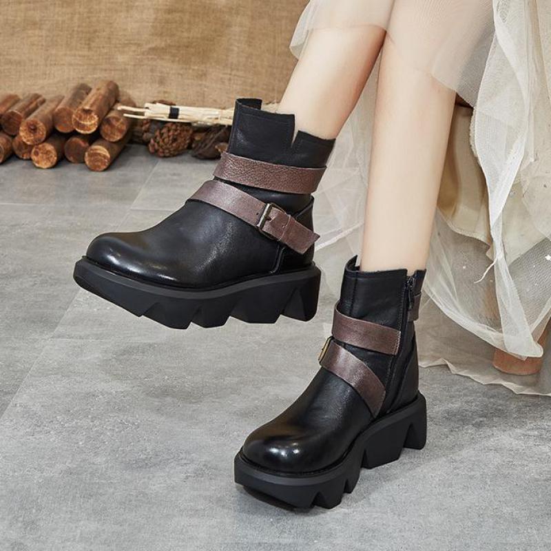 Johnature Genuine Leather Retro Ankle Boots For Women Round Toe 2020 New Autumn Zipper Platform Boots Handmade Women Shoes, Black
Johnature Genuine Leather Retro Ankle Boots For Women Round Toe 2020 New Autumn Zipper Platform Boots Handmade Women Shoes, Black