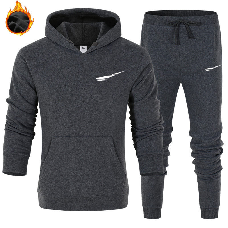 Men's designer autumn and winter sportswear suit + pants men's casual hooded two-piece suit S-3XL, Orange
