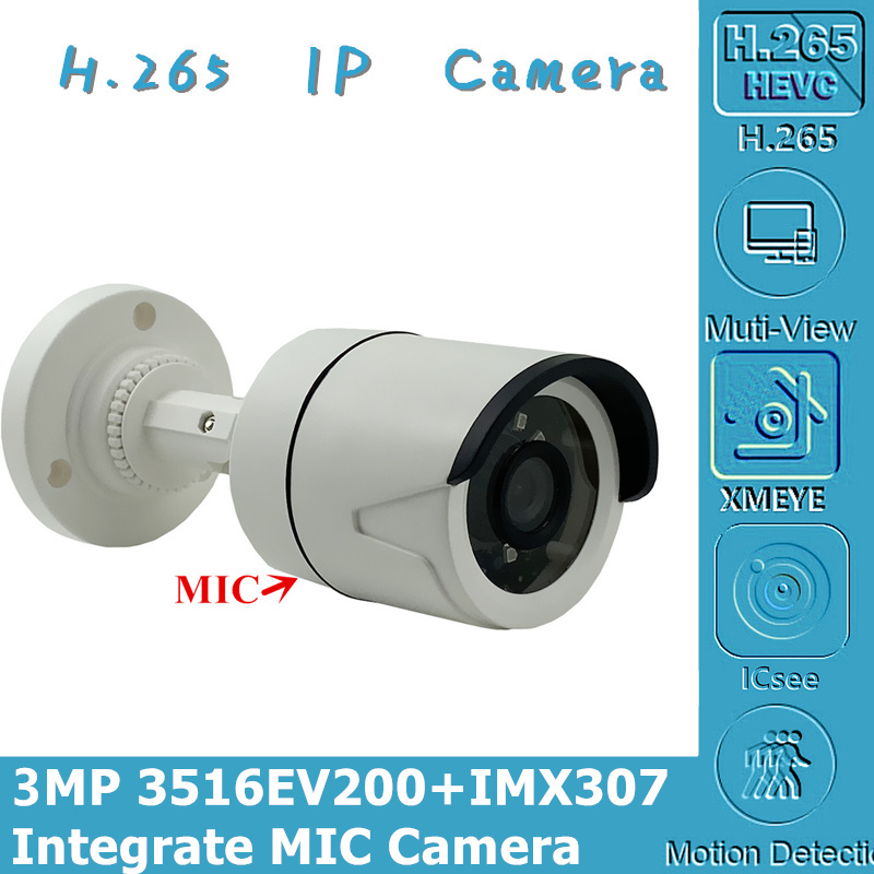 Integrate MIC Audio Sony IMX307+3516E IP Camera H.265 3MP Low illumination IRC 48V PoE Onvif CMS XMEYE Motion Detection
Integrate MIC Audio Sony IMX307+3516E IP Camera H.265 3MP Low illumination IRC 48V PoE Onvif CMS XMEYE Motion Detection