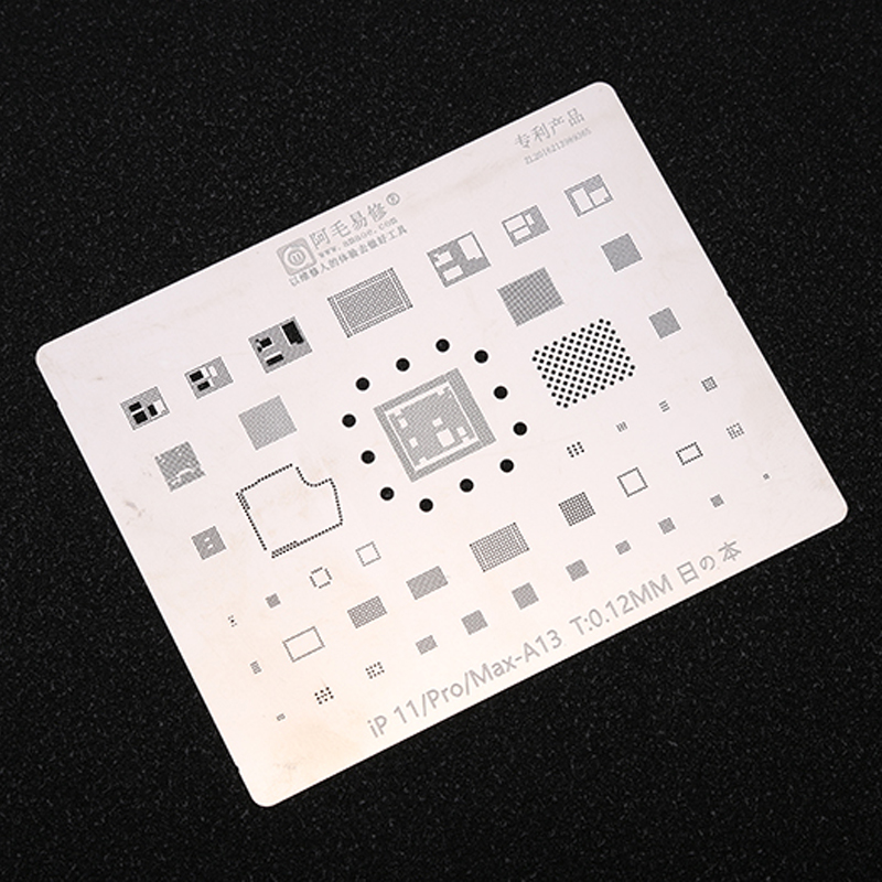 BGA Reballing Stencil for 11/Pro/MAX A13 CPU Nand Flash IC Chip Stainless Steel Net Reballing Plate Template
BGA Reballing Stencil for 11/Pro/MAX A13 CPU Nand Flash IC Chip Stainless Steel Net Reballing Plate Template