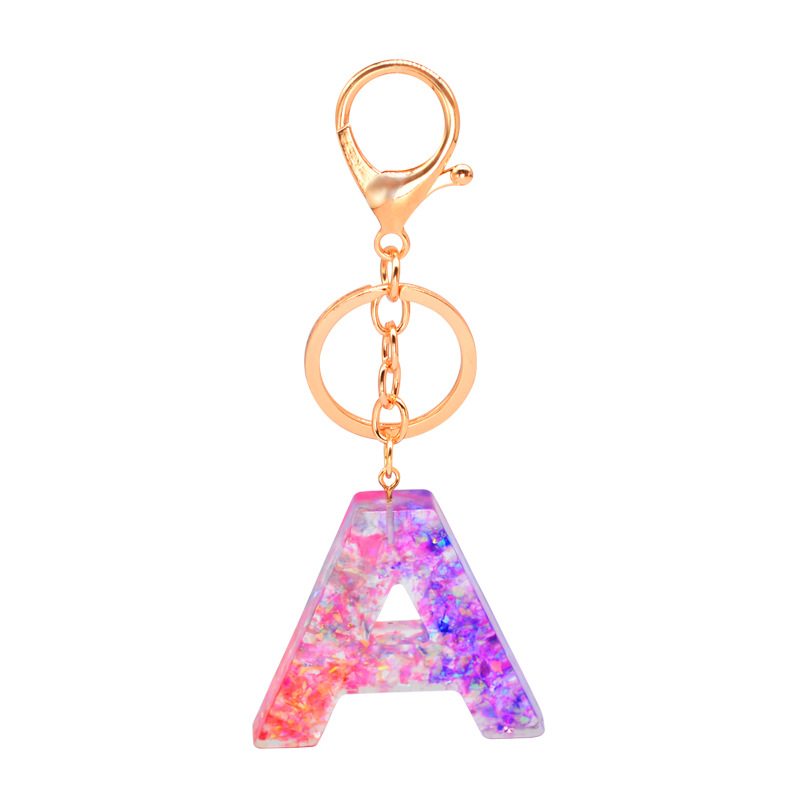 Fashion Handmade KC Gold Plated Keychains Resin Letters Car Key Chain for Sale
