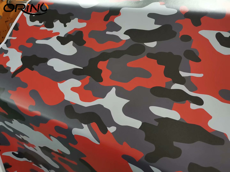Premium Orange Black White Gray Camouflage Vinyl Car Wrap Decal Film Sheet Air Channel Release Technology